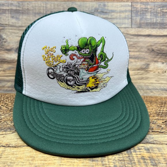 Unbranded Other - Vintage Rat Fink Mens Trucker Hat Green Snapback Ed Roth Mesh Flat Brimmed Cap